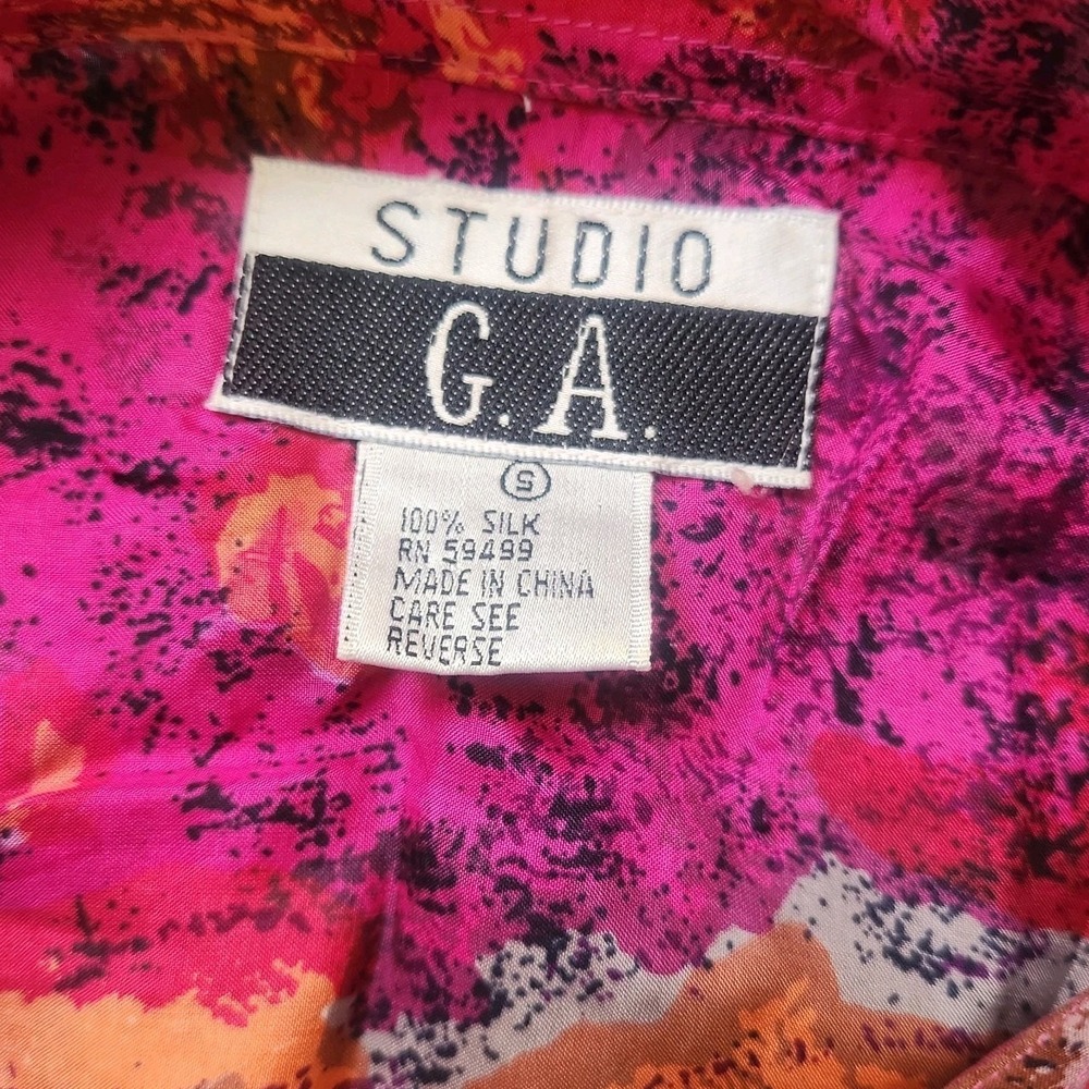 Vintage Silk Button Up Women's Size S Relaxed Colorful Artsy 80s 90s Abstract‎ - Picture 4 of 7